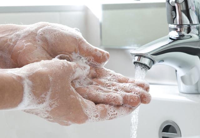 washing hands with soap